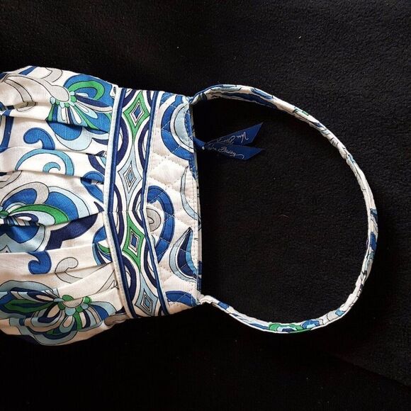 Y2K Vera Bradley Mediterranean White Hannah Purse Blue Handbag Pocketbook - Picture 3 of 5